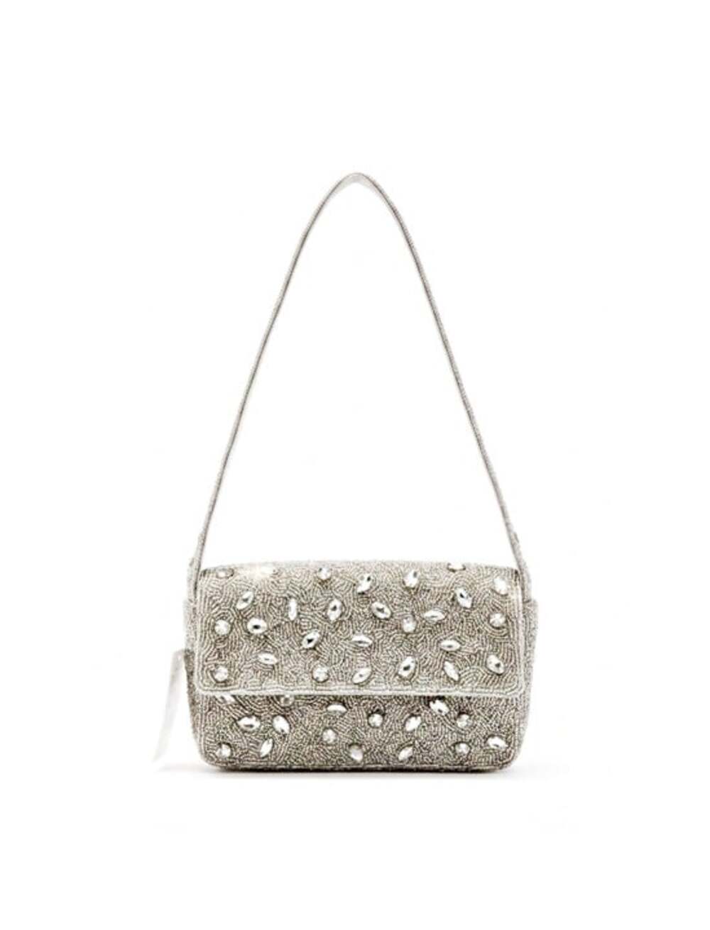 On 34th Hand Beaded Shoulder Bag Silver Embellished (MSRP $110)
